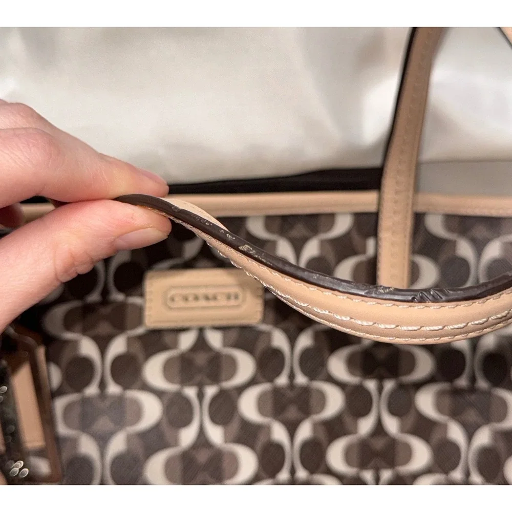 Coach 2013 Park Metro Splt Signature Tote Brown Tan Leather Trim F25673 NWT Read - Picture 16 of 16